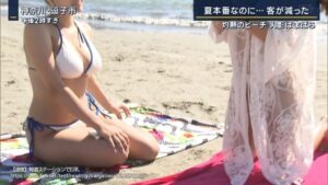 報道ステーションで水着巨乳美女