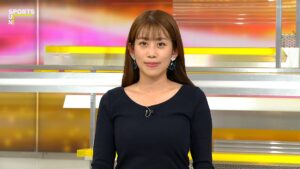 中川安奈アナのおっぱいスポーツ　黒のぴち衣装がエチエチ