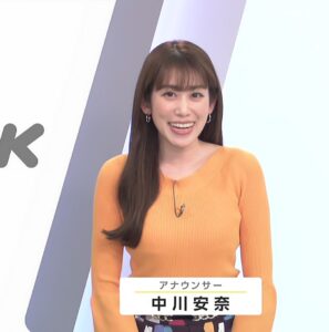 中川安奈アナ、ニット巨乳で番宣【GIF】