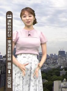 お天気お姉さん、天気予報で巨乳をアピール