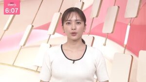 河出奈都美アナ、薄手ニットに巨乳くっきり！【gif】