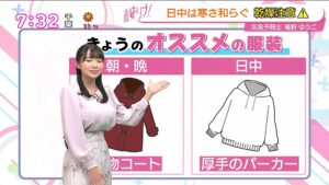 【おはリナ！】椿野ゆうこ　巨乳過ぎて乳袋状態で天気予報してしまう【GIF】