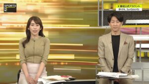 【サンデースポーツ】中川安奈アナ　巨乳くっきり衣装【gif】