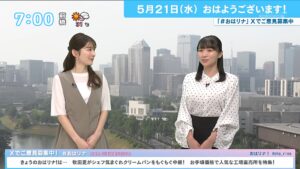 【おはリナ！】椿野ゆうこ　ドット柄シャツの爆乳天気予報